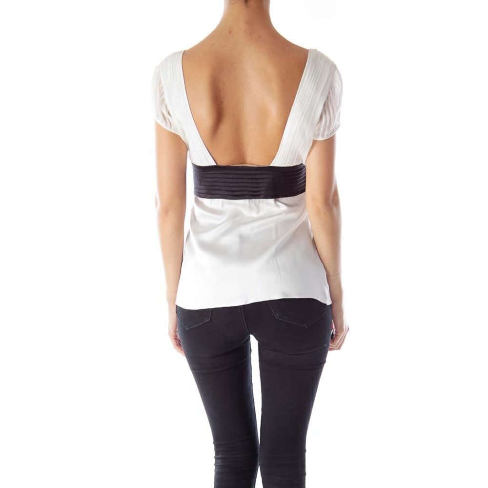 Bally Cream & Black Sash Silk Blouse - Picture 2 of 3